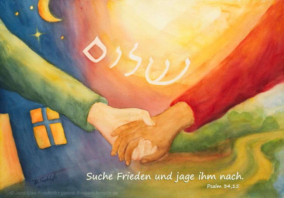 Bild zur Jahreslosung 2019 Jens-Uwe Friedrich Aquarell farbenfroh Postkarte Kunstdruck